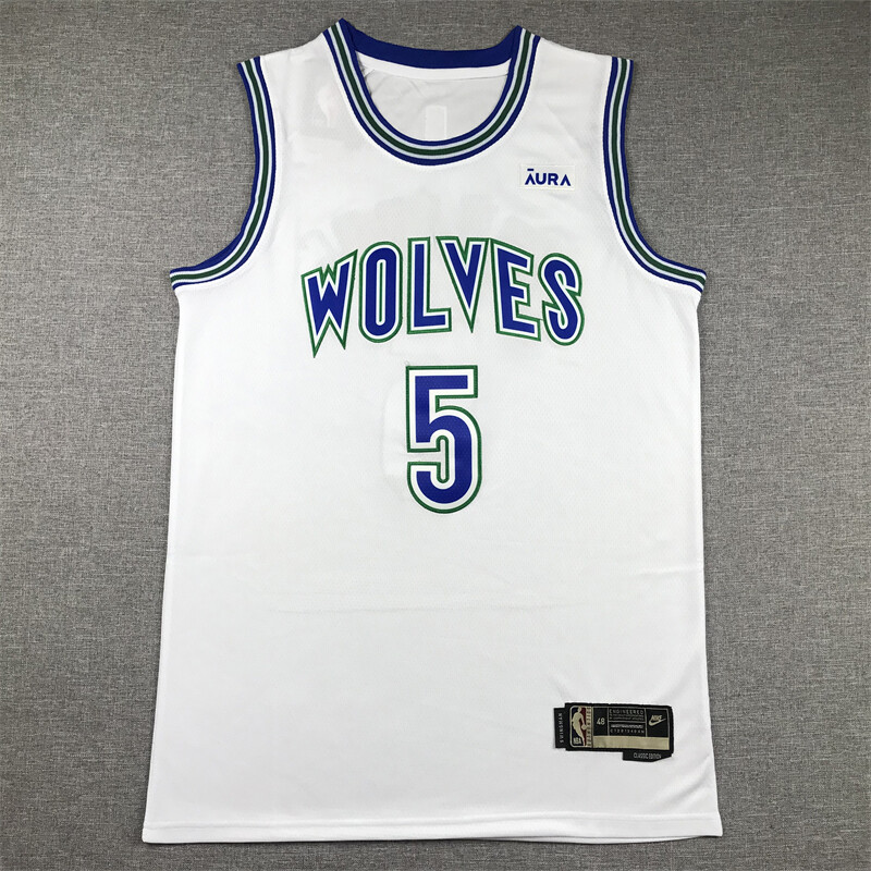 Camiseta Baloncesto Minnesota Timberwolves #5/21 Edwards/Granett Stitched Blanca