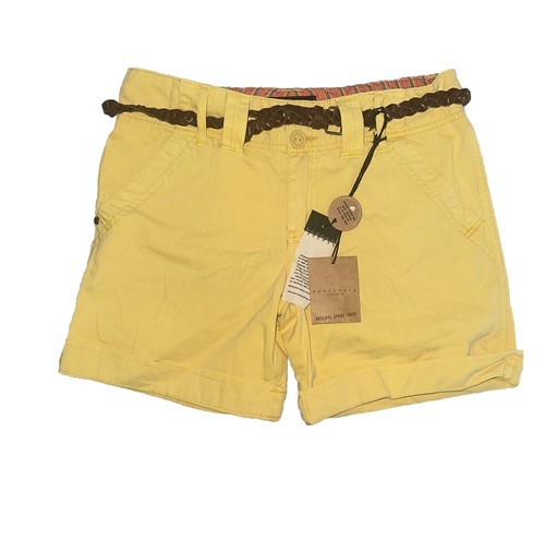 Sanctuary Women Sz 27 Yellow Pre Shrunk Cotton Summer NEW Roll Shorts Braid Belt
