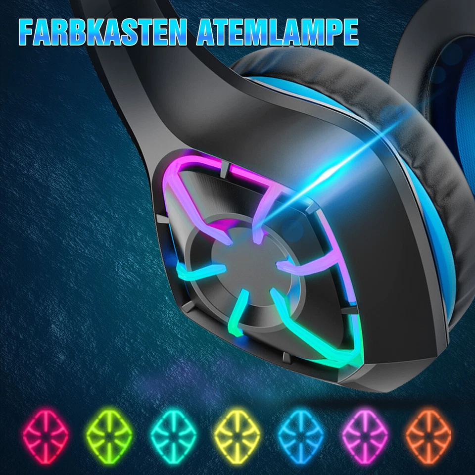 Gaming Headset Gaming Kopfhörer mit Mikrofon HD Stereo LED für PS4 PC Xbox One - Bild 2 von 4