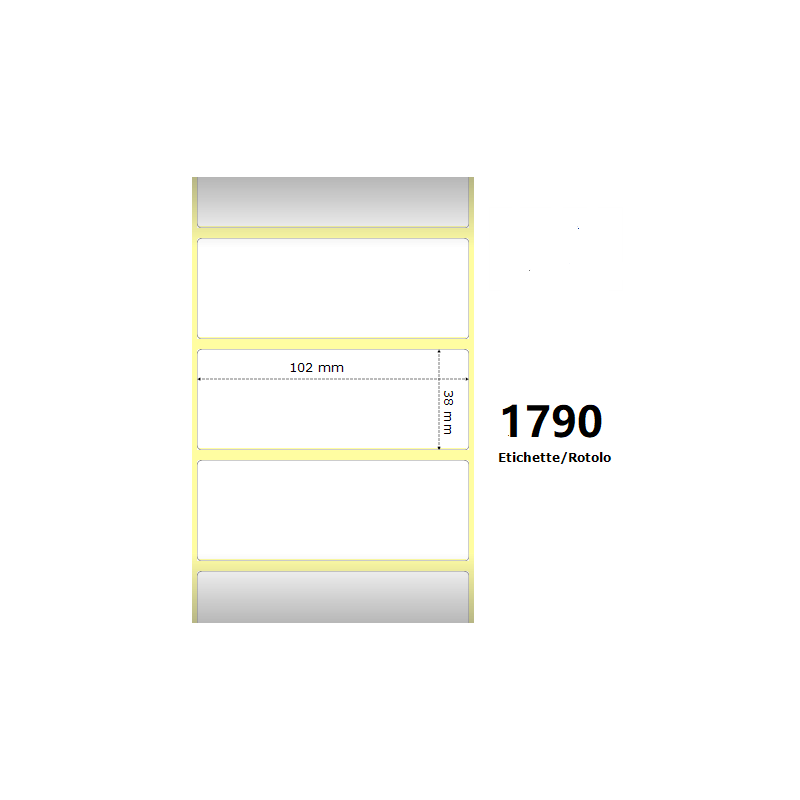 ETICHETTE ZEBRA 102X38MM BIANCHE 1790PZ 800264-155 TERMICHE COMPATIBILI ZEBRA GK
