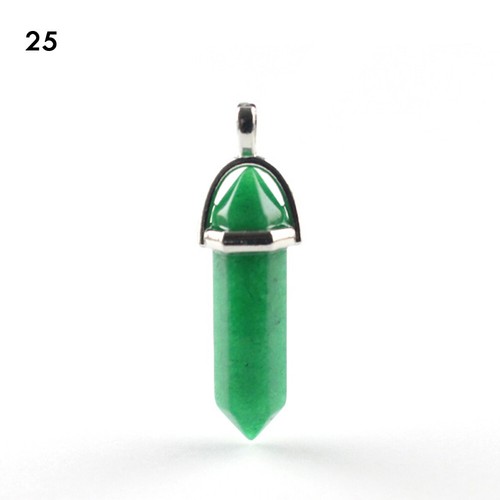 Natural Gemstones Stone Hexagonal Pointed Chakra Healing Pendant Necklaces * - Foto 35 di 44