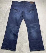 AXEL T.K. men's jeans size 40X30 actual 42X29 blue dark washed slim boot flat 