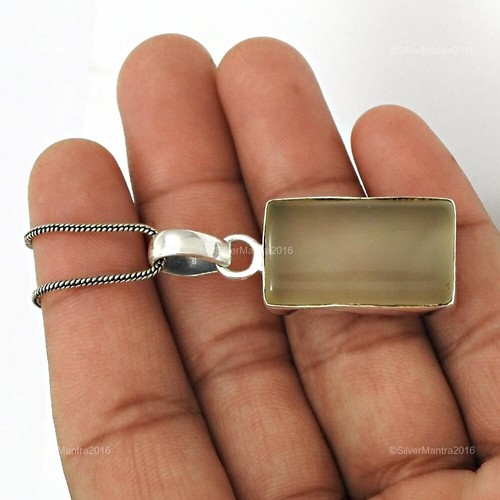 Calcedonia Piedra 925 Bisel Plata Ley Art Déco Hija Nuevo Colgante Joyería - Imagen 5 de 8