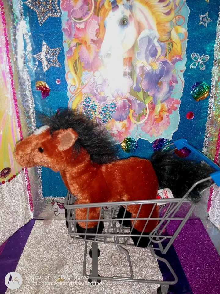 🦄Ganz / Webkinz "Brown Arabian" Horse w/Fluffy Black Mane Tail HM101 10" Plush! - Image 2 of 4