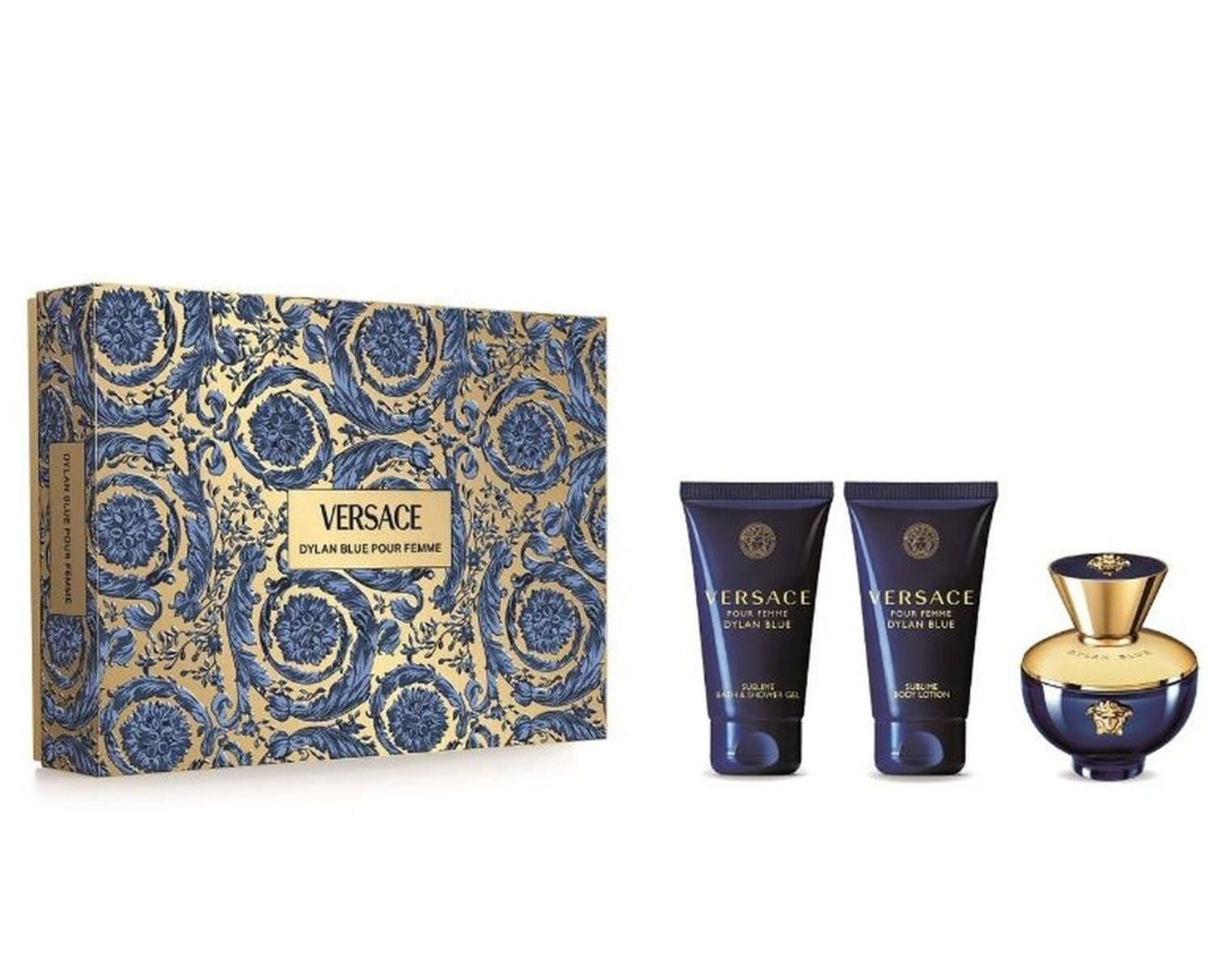 Versace Pour Femme Dylan Blue 50ML EDP + 50ML Body Lotion+50ML Shower Gel