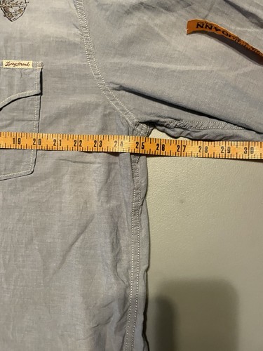 Lucky Brand Mens XXLChambray Pearl Snap Eagle Skull Honor Long Sleeve Shirt Top - Picture 8 of 11
