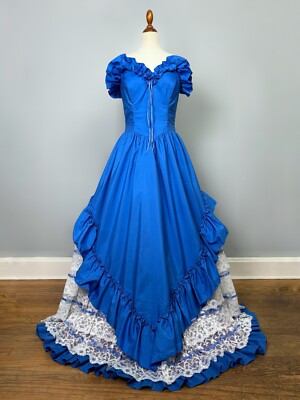 FLIRTATIONS Blue Colonial Victorian Gown Size 6 Vintage Alfred Angelo Dress  | eBay