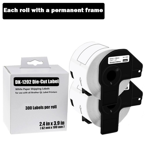 2 Rolls Standard Address Labels DK-1201 1201 Fits For all Brother QL Printers