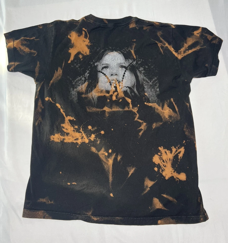 Selena Gomez Bleached Distressed T-shirt Large Rare Black Copper Soft Pop Queen  - Image 2 of 4