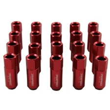 RED M12X1.5 60MM ALUMINUM TUNER RACING LUG NUT EXTENDED FORGED SET 20PC JDMSPEED