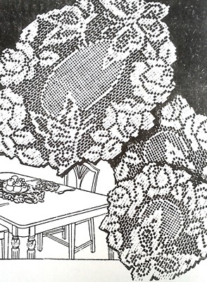 Crochet Pattern PDF Vintage Filet Chair Back and Oval Doily Birds and Roses