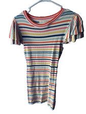 Alice + Olivia Kellin Striped Ruffle Sleeve Sweater Dress size M