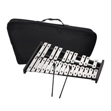 25 Note Glockenspiel Xylophone Wooden Base Aluminum Bars With 2 Mallets
