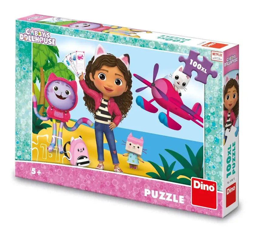 8590878343610 Puzzle maxi 100 elementów. Koci Domek Gabi. Podrónicy DINO