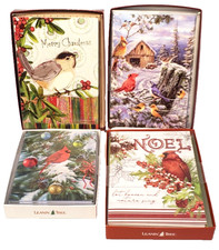 4 Packs Christmas Cards Leanin' Tree 42 Total Birds Cardinals Holly Berry Noel