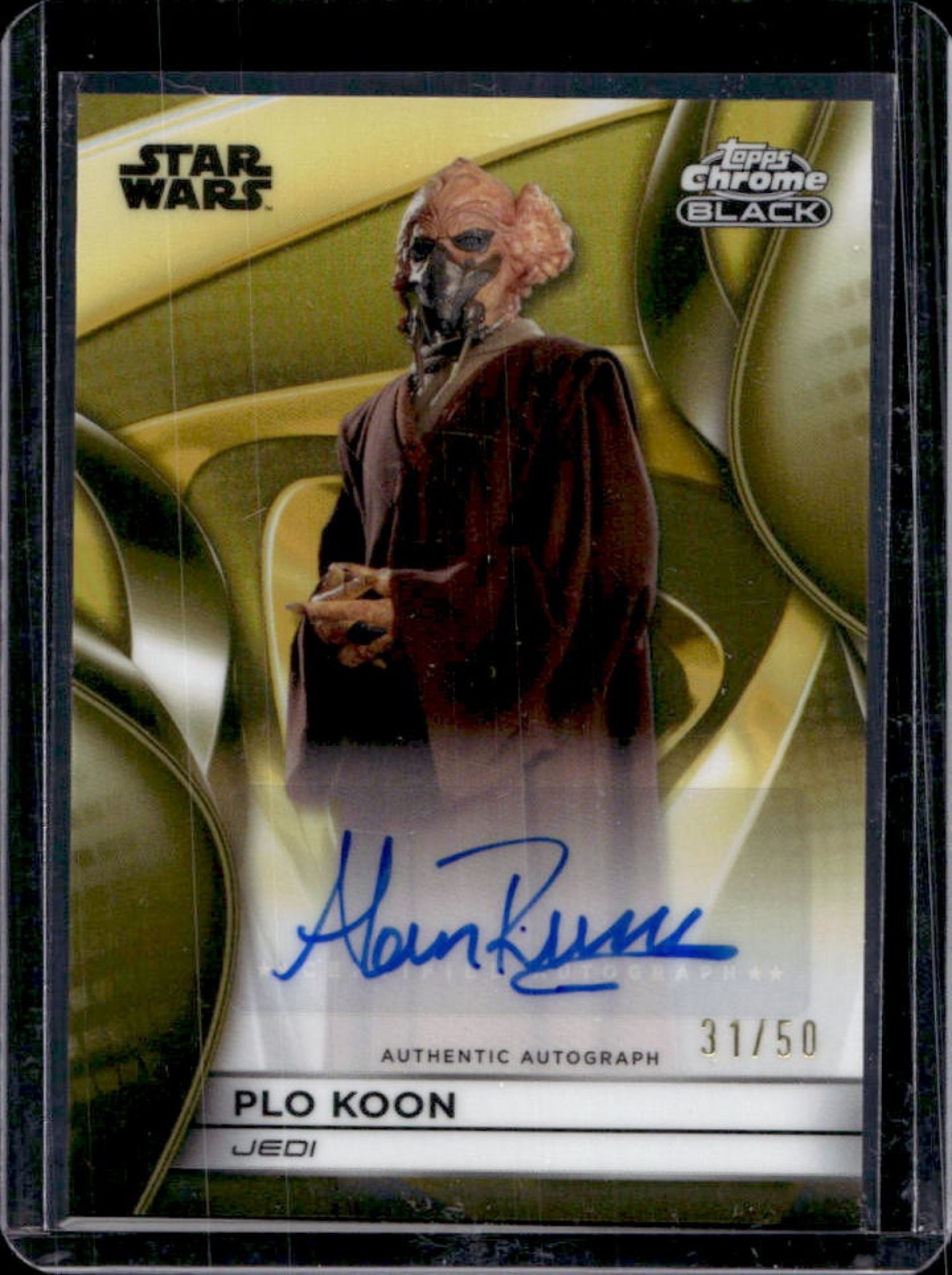 2025 Star Wars Smugglers Outpost Alan Ruscoe Plo Koon Chrome Auto Gold #/50 view 1