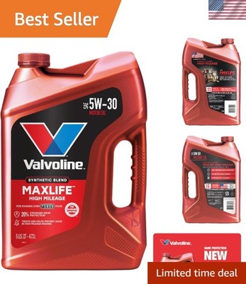 MaxLife High Mileage 5W-30 Synthetic Blend Motor Oil - 5 Quart for Aging Engines