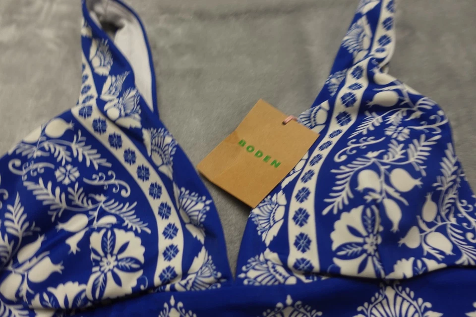 Camiseta tankini Boden para mujer talla 2 azul brillante a rayas ornamentadas Oporto nueva con etiquetas Foto 3 de 4