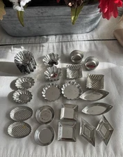 Set of 39 Swedish Tartlet Tins Fluted Molds Assorted Shapes/sizes
