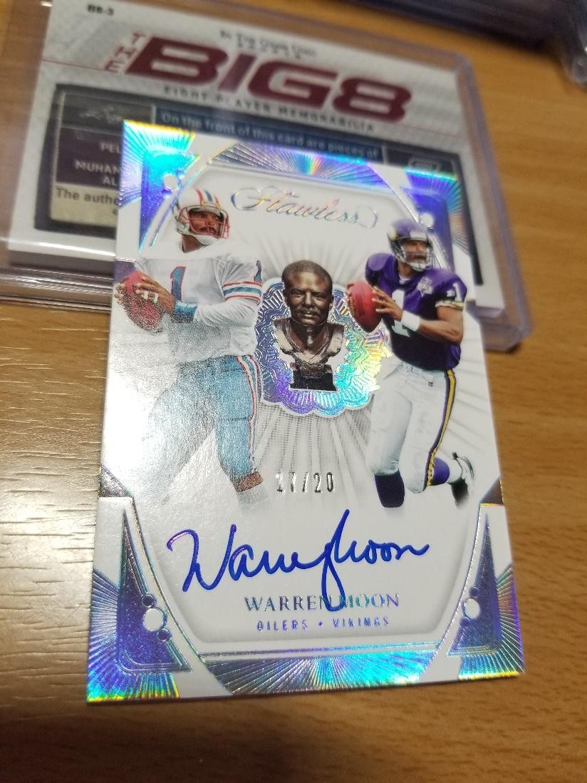 2024 Panini Flawless Warren Moon Autograph Career Progression Silver Auto #/20 view 3