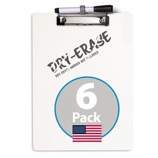 12.5" x 9" Dry Erase Clipboard 6pk, Pen Holder, 70 Sheet Capacity, Non-Staini...
