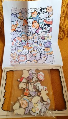 Süßes 50-teiliges Katzenpuzzle aus Holz  