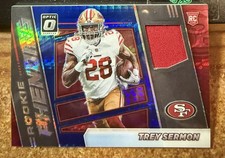 2021 Optic Rookie Phenoms Horizontal Blue Hyper #24 Trey Sermon Jersey Card. rookie card picture