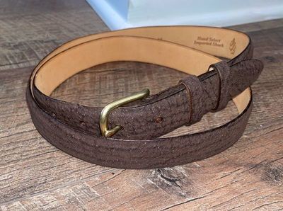 #ad Authentic Imported Shark Belt. Brown. Crescent Belts. Size 38. Made in the USA $150.00