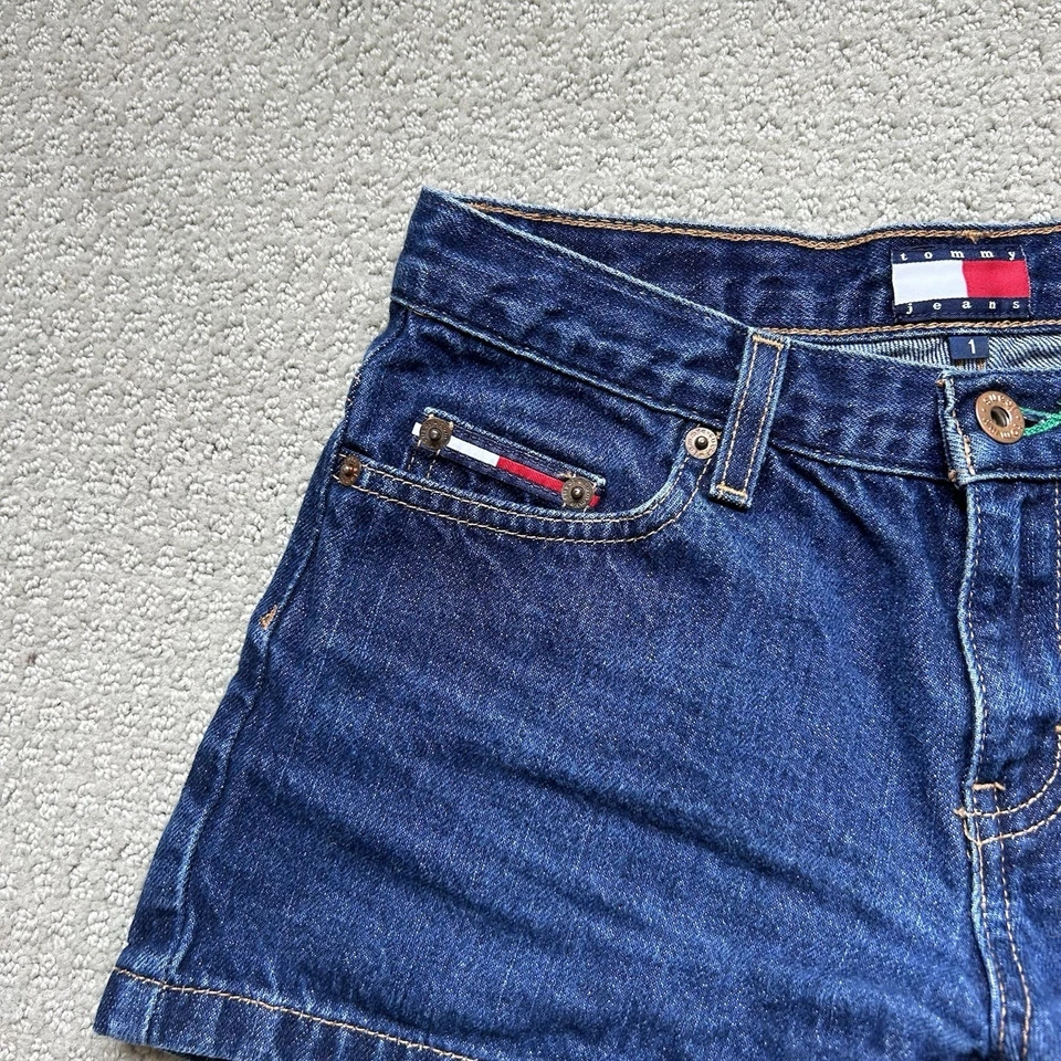 Vintage 2002 Tommy Hilfiger Womens Jill Denim Shorts Blue Tommy Jeans Size 24 - Image 3 of 4
