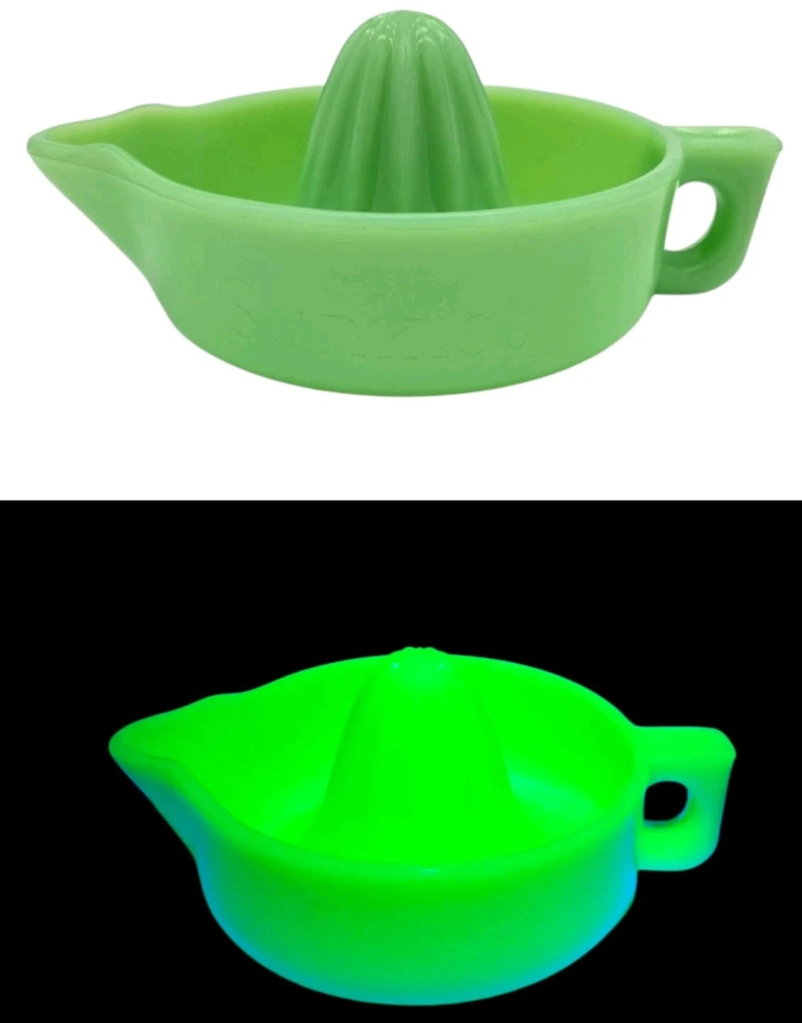 Vintage McKee Uranium Jadeite Sunkist Reamer Citrus Juicer Handle 1930s GLOWS