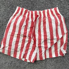 VTG Girls 10 Wild Flowers Shorts Red White Striped y2k 90s High Waisted Drawstri