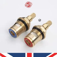 2x Bath 3/4" Tap Valve Cartridge Ceramic Gland 20 Teeth quarter turn Flow Mixer