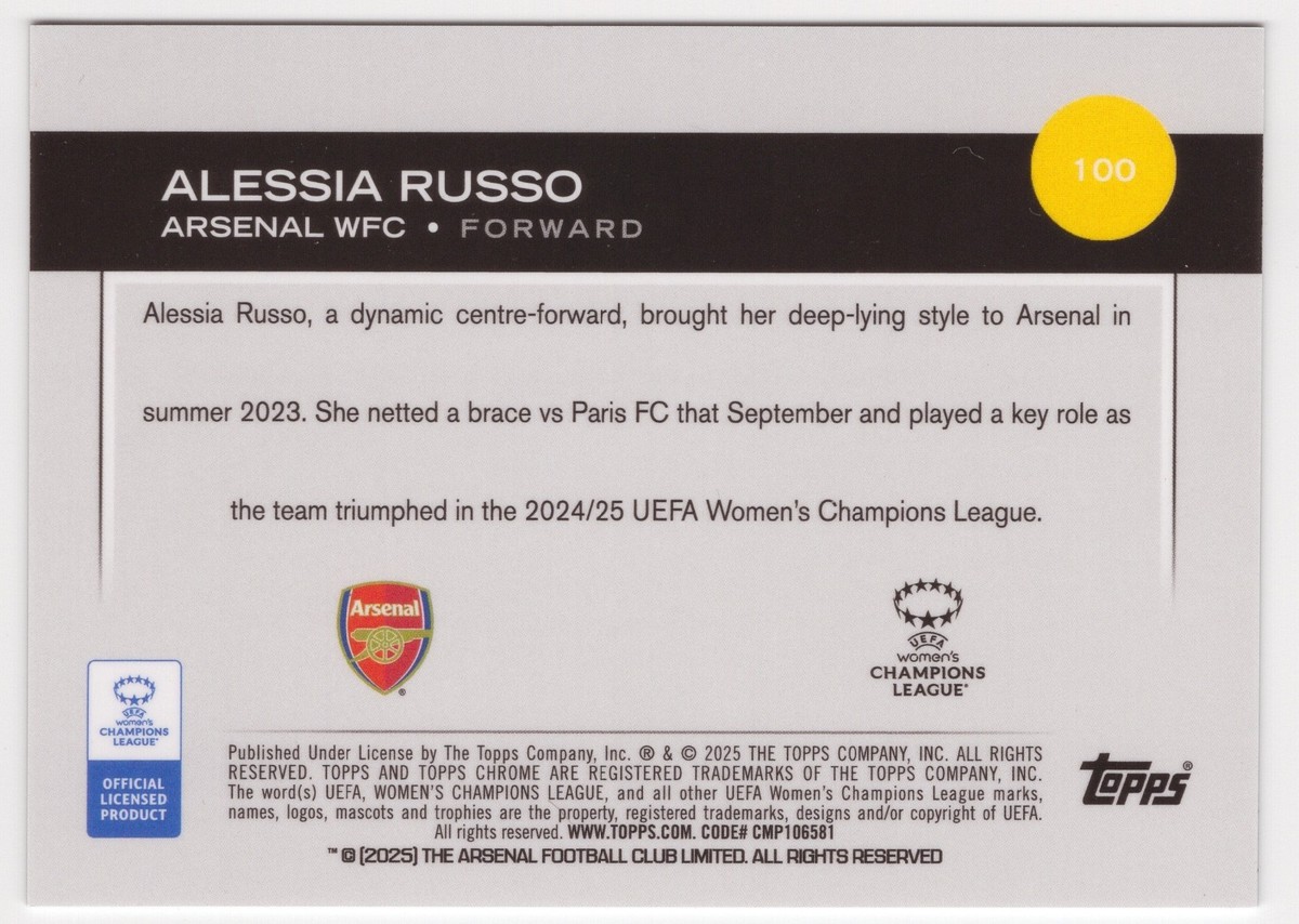Alessia Russo 2024-25 Topps Chrome UCL Womens Soccer Pink