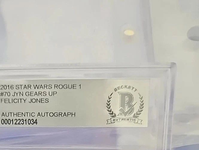 Felicity Jones Auto Beckett Topps Star Wars Rogue One Jyn 2016 engranajes #70 Foto 2 de 3
