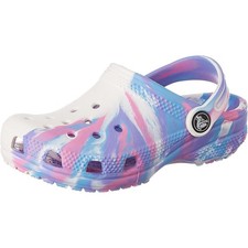Crocs Kids Classic Marbled Clog White/Pink Authentic New