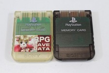 Lot of 2 SONY PlayStation 1 OEM Memory Card PS1 SCPH-1020 Clear Smoke Black