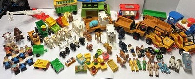 Vintage Fisher Price Mix Toy Lot Little & Adventure People, Animals, Vehicles +