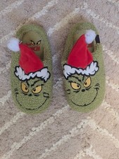 EUC Kids 12c 13c 30/31 Hard Sole Grinch Slippers Green
