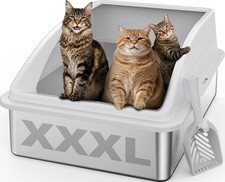 Stainless Steel Litter Box Extra Large for Big Cats and Multi-Cats Jumbo Extra