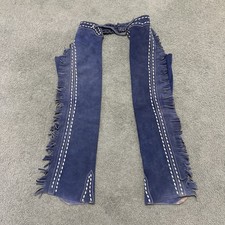 VTG 70s Leather Suede Fringe Stitched Riding Chaps Western Ladies Cute USA