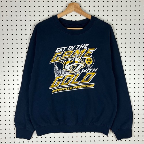 Nashville Predators NHL Sweatshirt Small Navy Blue Get In The Game Vintage Y2K