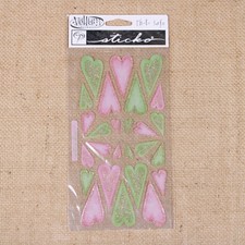 Sticko Green and Pink Hearts Vellum Scrapbooking Stickers
