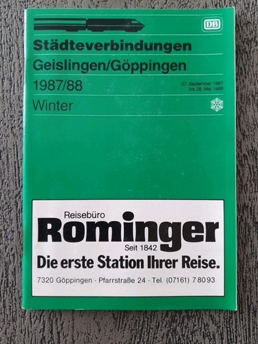 Fahrplan DB Städteverbindungen Geislingen/Göppingen Winter 1987/88 - Bild 1 von 2