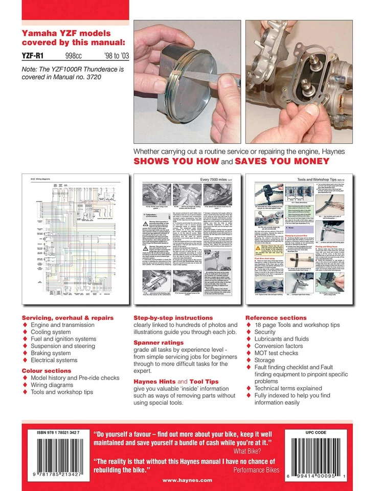 Yamaha YZF-R1 (1998-2003) Haynes Repair Manual - Image 2 of 4