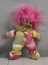 Vintage 1990s Russ Berrie Jester Clown Troll Doll W/Pink Hair