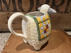 Vintage Primitive Folk Art Sheep Ceramic Pitcher Quilt Blanket — photo 6