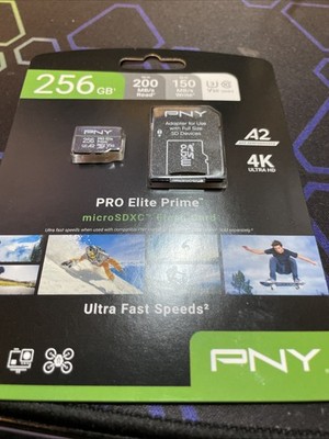 PNY 256GB PRO Elite Prime C10 U3 V30 A2 microSDXC Flash Memory Card   Ultra-Fast
