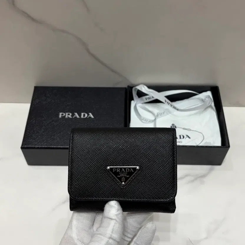Prada Triangular Logo Compact Wallet, Authentic, … - image 1