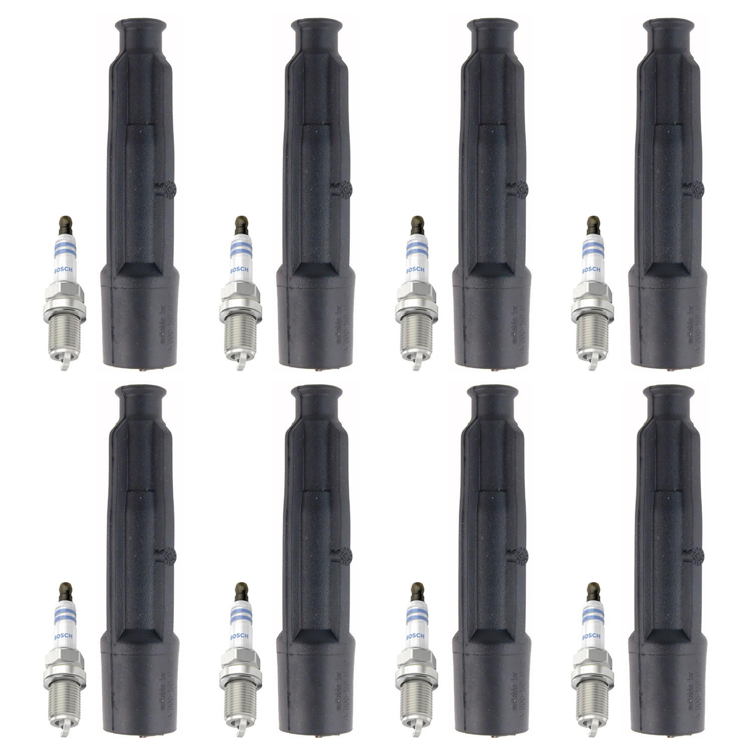 Bosch 8 Double Platinum Spark Plugs  NGK Coil Boots Kit for S500 CL500 5.0L V8