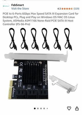 FebSmart FS-S6 Pro 6-Port SATA III PCIe Card   New Sealed 